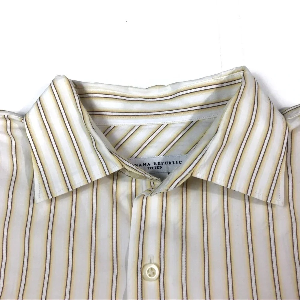 BF562 Banana Republic Fitted Striped Business Dress Shirt 16-16.5 L